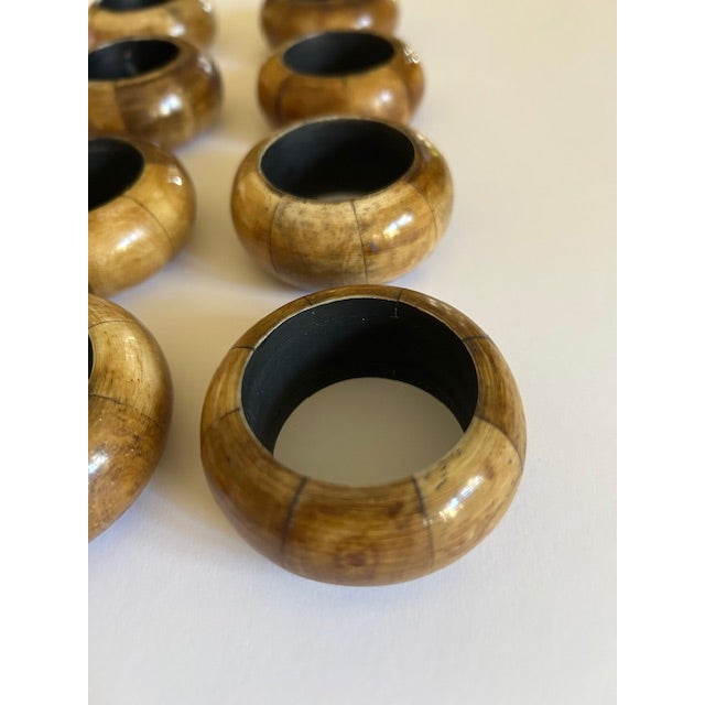 1990s Faux Bamboo Napkin Rings - Set of 8