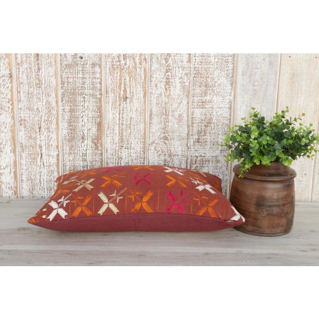 Textile Hanya Antique Indian Folk Lumbar Pillow For Sale - Image 7 of 9