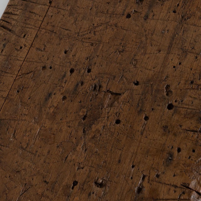 Wood Antique French Rustic Carpenter's Workbench Console Table For Sale - Image 7 of 18