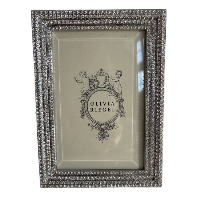 Olivia Riegel Strass Crystal Rhinestone Silver Picture Frame in Box, 5x7 For Sale