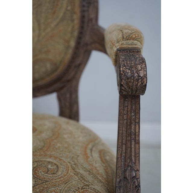 Pair French Louis XVI Upholstered Armchairs For Sale In Philadelphia - Image 6 of 12