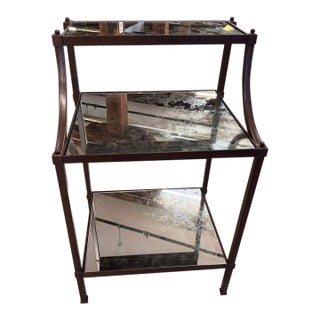 Pottery Barn Etagere Side Table Mercury Glass Shelves Aged Bronze For Sale
