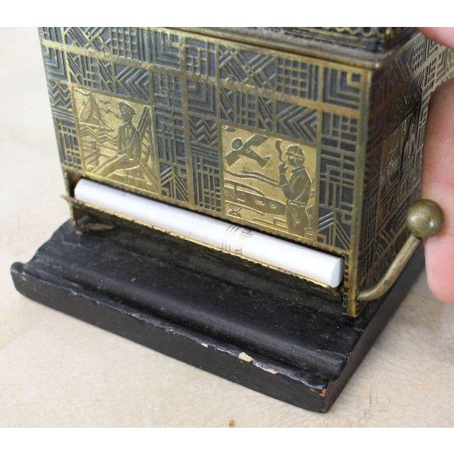 Art Deco 1940s Vintage Painted Enamel Porcelain Cigarette Dispenser Box For Sale - Image 3 of 13