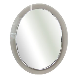 Oval Glass Mirror, 1980s For Sale