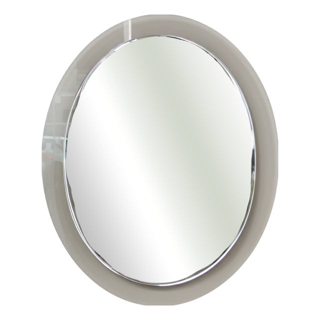 Oval Glass Mirror, 1980s For Sale