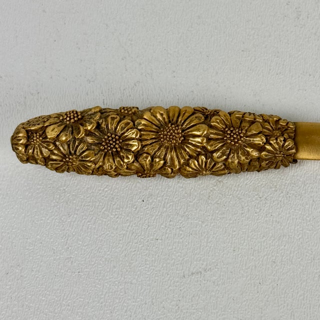 2000 - 2009 Vintage Karen Callan Handcrafted Brass Letter Opener With Flowers Design, Signed For Sale - Image 5 of 7