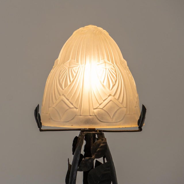 French Art Deco Wrought Iron Table Lamp, 1930s For Sale - Image 6 of 10