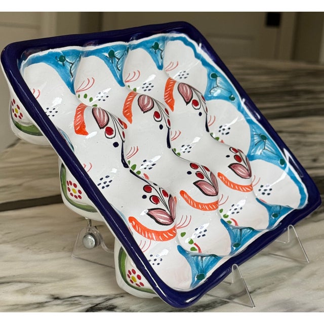 Hand Made in Mexico Vintage Ceramic Clay Pottery Egg Plate For Sale - Image 11 of 16