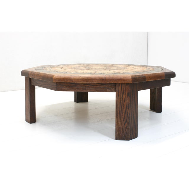 Wood Octagonal Tiled Coffee Table by Ebbe Sørensen, Denmark, 1970s For Sale - Image 7 of 10
