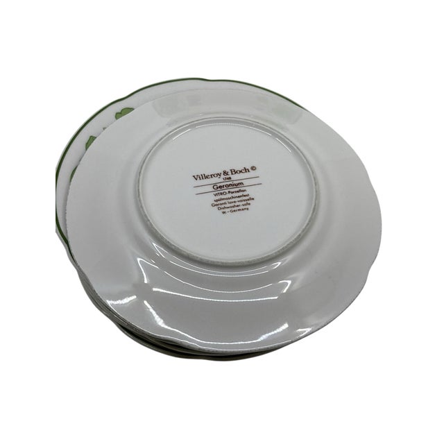 Ceramic Villeroy and Boch Geranium Bread and Butter Small Plates - A Set of 9 For Sale - Image 7 of 8