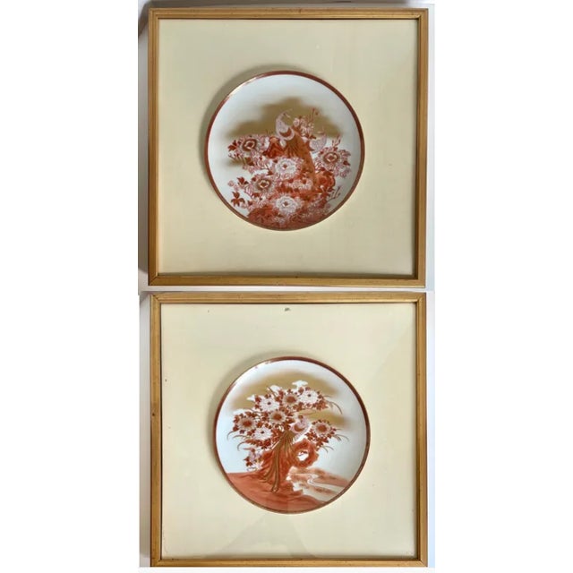 Pair of Framed Antique Kutani Japanese Peacock Plates For Sale - Image 13 of 13