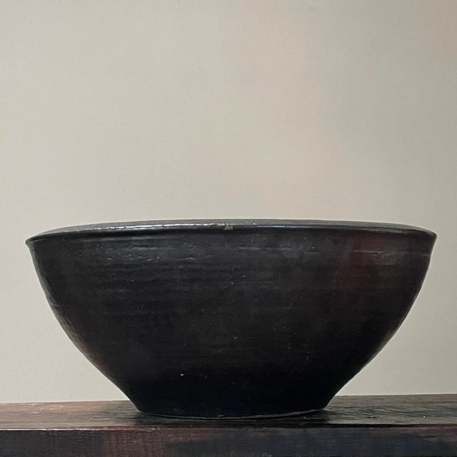 Mid-Century Modern Vintage Large Studio Art Minimalist Shino Glazed Stoneware Bowl, Signed For Sale - Image 3 of 8