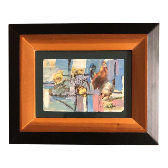 Original Contemporary Small Stephen Heigh “Farm Life” Abstract Painting “Farm Life” Framed For Sale