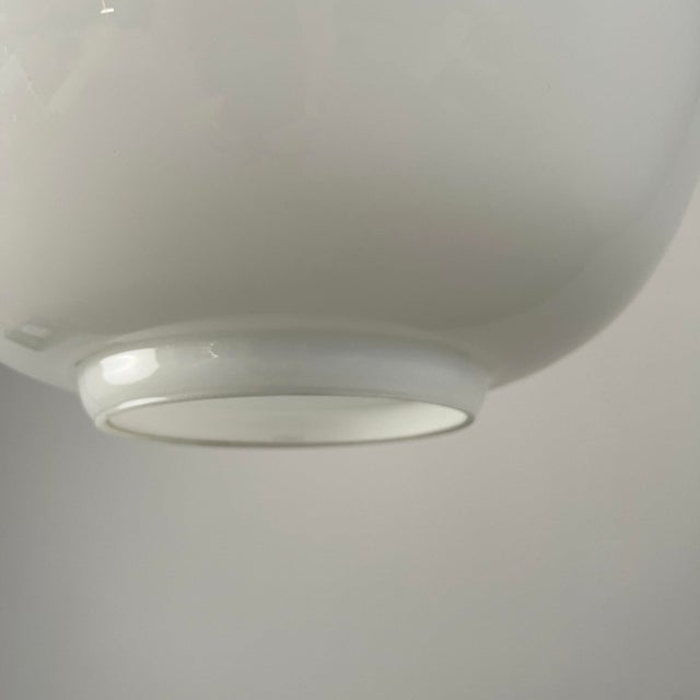 Metal Large Radiohus Pendant Lamp in White Glass by Vilhelm Lauritzen for Louis Poulsen, 1950s For Sale - Image 7 of 12