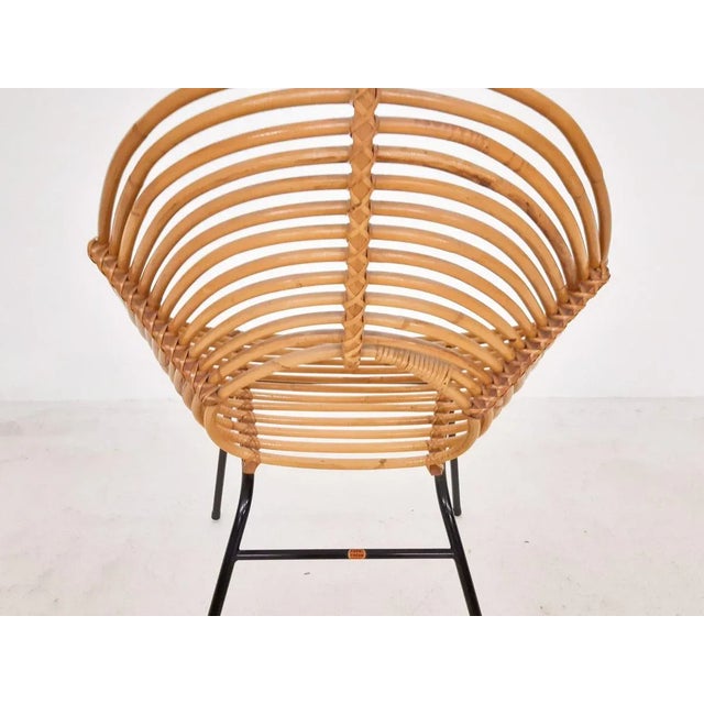Wood Dutch Rattan Lounge Chair from Rohe Noordwolde, 1950s For Sale - Image 7 of 14