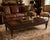 English Vintage Three-Panel Leather Top Cocktail Table in Onyx Black & Satin Walnut For Sale - Image 3 of 3