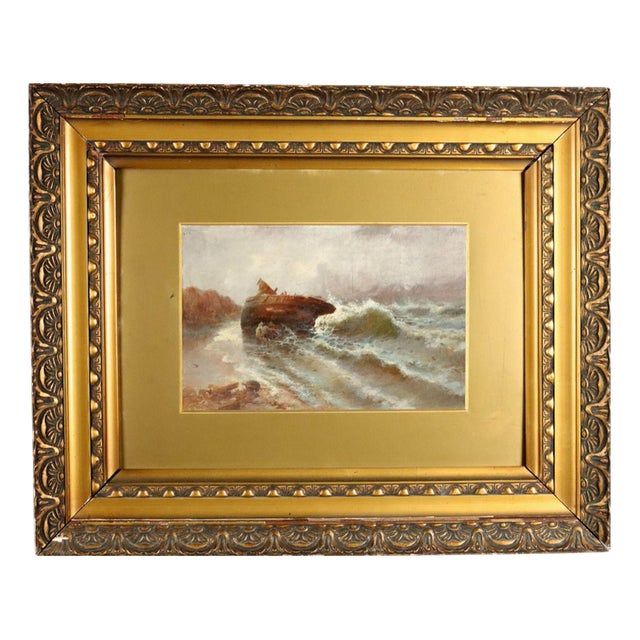 After José Navarro Llorens, Seascape, Oil on Cardboard, Framed For Sale