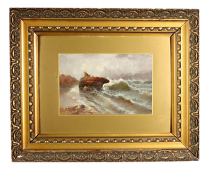 After José Navarro Llorens, Seascape, Oil on Cardboard, Framed