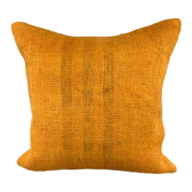 20 x 20 Hemp Pillow Turkish Cushion Natural Orange Pillow Cushion Cover For Sale