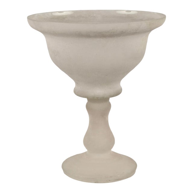 Murano Scavo Glass Footed Center Bowl, Italy, 1980s For Sale