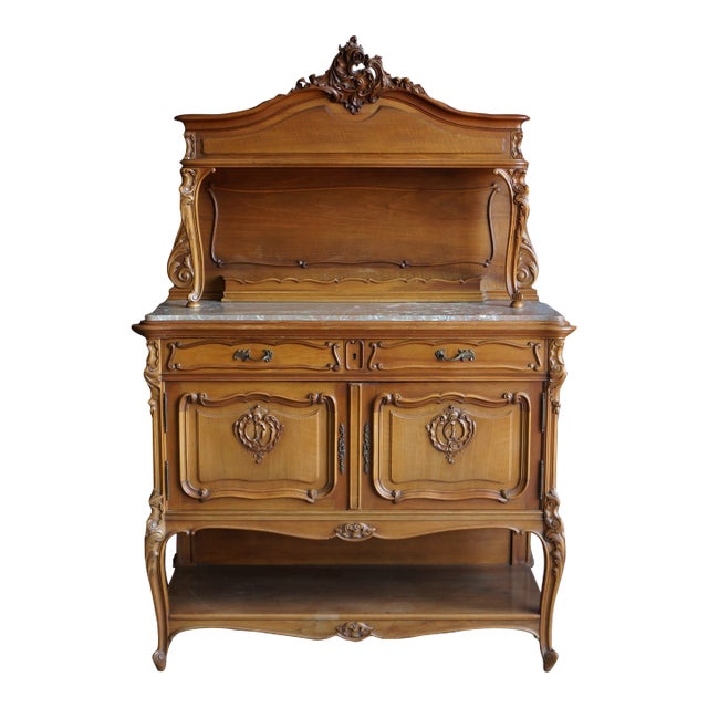 Antique French Louis XV Marble Top Buffet For Sale