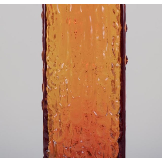 Scandinavian Large Art Glass Vase in Amber-Colored Glass, 1970s For Sale - Image 6 of 7