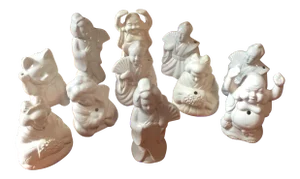Vintage White Ceramic Tiki Cups** - Set of 11