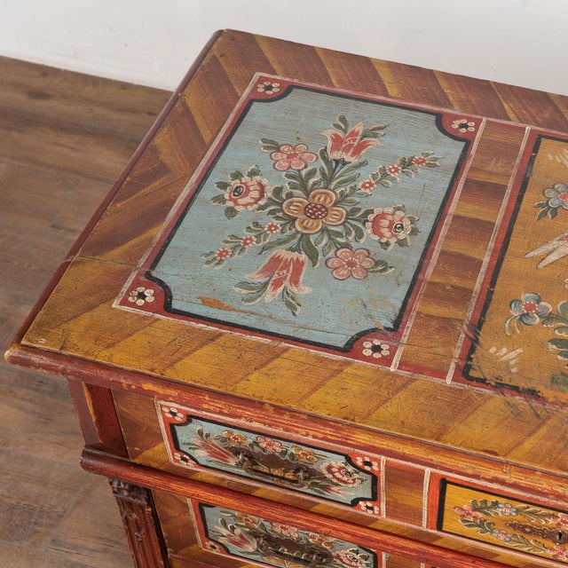 Late 19th Century 19th Century Original Hand Painted Large Pine Chest of Three Drawers From Hungary For Sale - Image 5 of 16