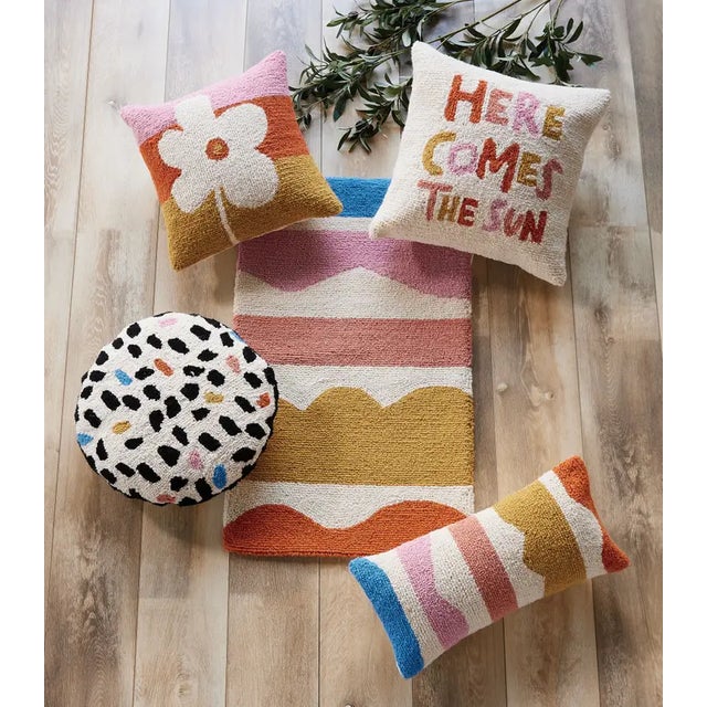 Modern Here Comes The Sun Hook Pillow, 16" x 16" For Sale - Image 3 of 4