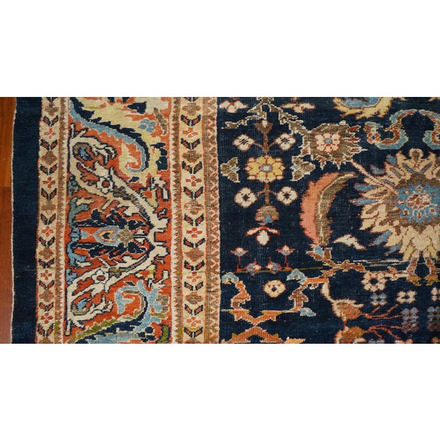 Antique Persian Wool Sultanabad 14 x 17 Tan & Blue Handmade Area Rug #1143482
