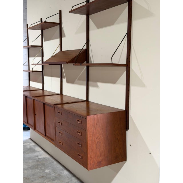 Teak Wall Unit Wooden Large Shelving System Denmark Mid-Century Modern 1960s For Sale - Image 15 of 16