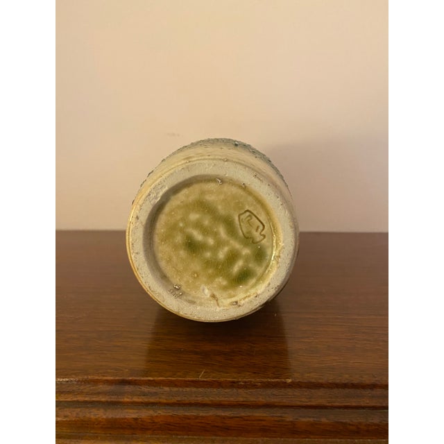1960s Japanese Green Popcorn Pebbled Ceramic Vase For Sale - Image 5 of 6