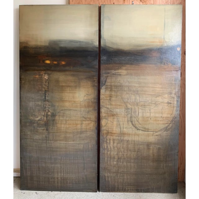 "The Pleasants II and III" Modern Abstract Panel Paintings, Set of 2 For Sale - Image 12 of 12