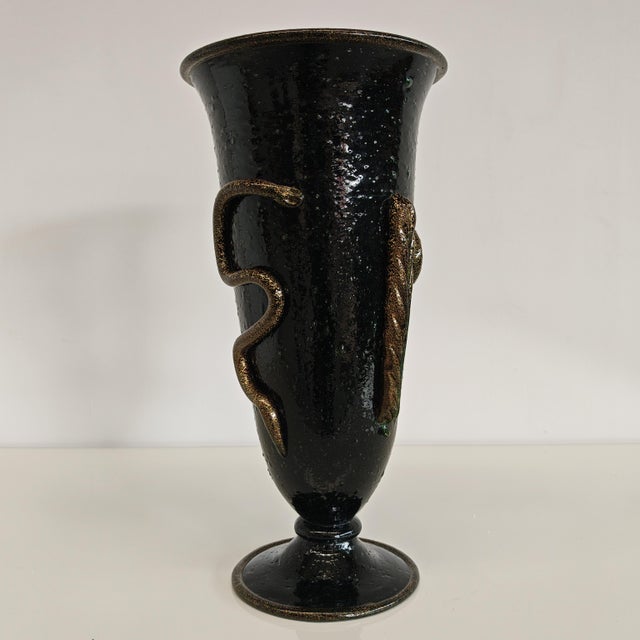 Artistic Murano Glass Vase, Snake Decoration, Pulegoso Napoleone Martinuzzi for Venini 1930s by Napoleone Martinuzzi For Sale - Image 13 of 18
