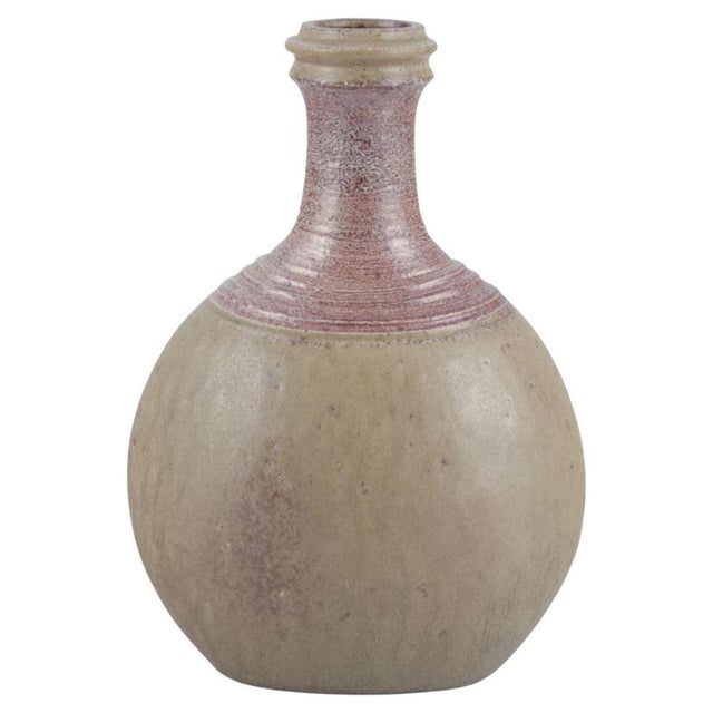 Olive Green Glazed Ceramic Vase by Nils Kähler for Kähler, 1970s For Sale - Image 9 of 9