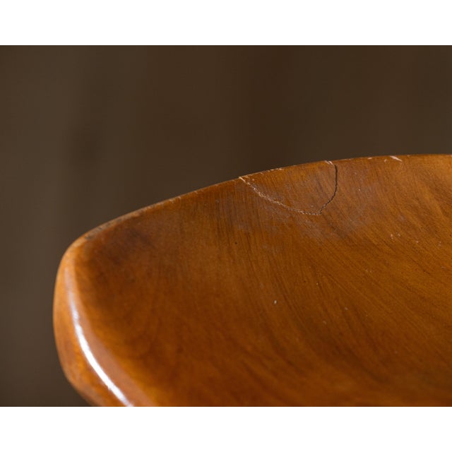Vintage Scandinavian Modern Sculptural Beech Tripod Stool For Sale - Image 16 of 17