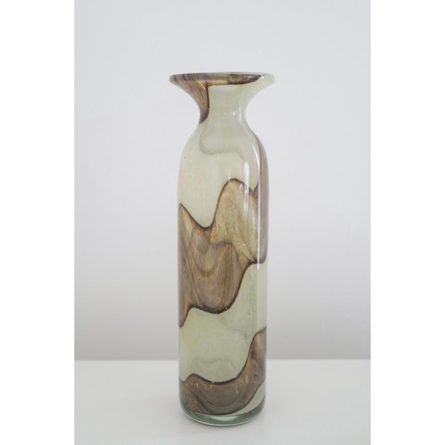 A tall and stylish Maltese art glass vase with a swirl design made at Mdina and designed by Michael Harris in the early...