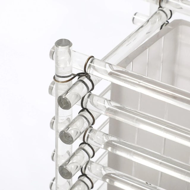 Glass Art Deco Glass Rod & Frosted Square Glass Rod Cachepot For Sale - Image 7 of 18