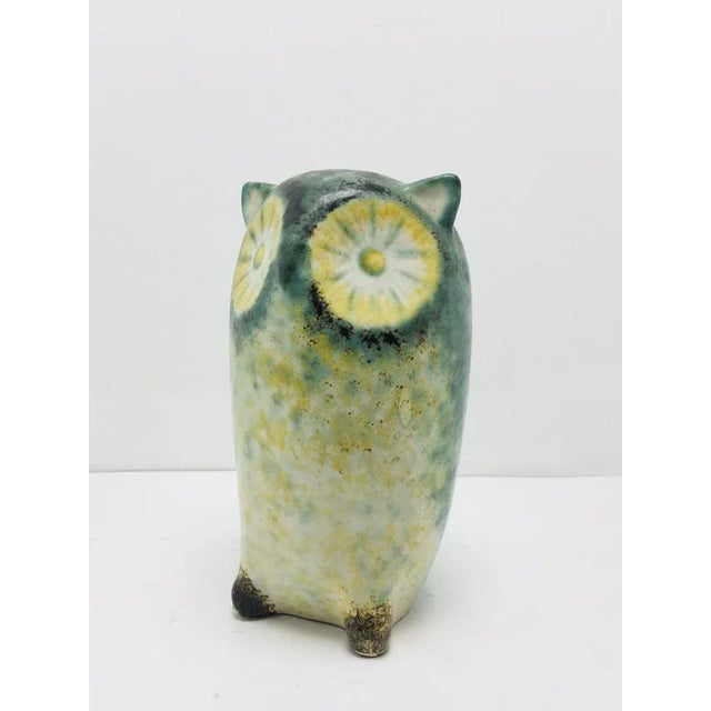 Mid-Century Modern Green Ceramic Owl, 1960s For Sale - Image 3 of 9
