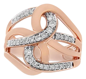 10K Rose Gold 1/2 Cttw Round-Cut Diamond Intertwined Multi-Loop Cocktail Ring (I-J Color, I1-I2 Clarity - Size 6