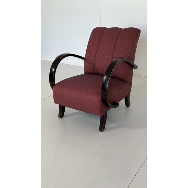 Mid-Century Modern Padded Armchair in the style of Jindřich Halabala, 1930s For Sale - Image 3 of 11