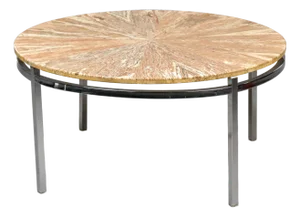 Mid Century Round Marble Top Coffee Table With Chrome Base