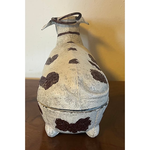 Metal Antique Chinese Paint Decorated Metal Spotted Cow Box For Sale - Image 7 of 12