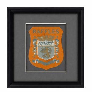Vintage Raffles Hotel Singapore Framed Luggage Label