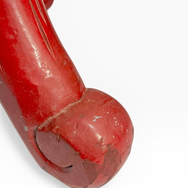 Vintage Chinese Burgundy Red Carved Wood End Table Pedestal For Sale - Image 4 of 18