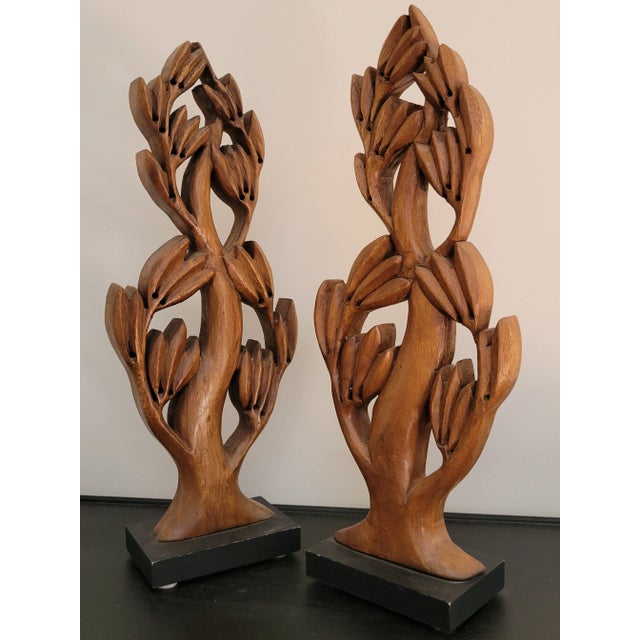 Vintage 1960s Teak Modernist Sculptures - a Pair For Sale - Image 12 of 12