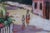 Late 20th Century Talbot Tropical Caribbean Garden Village Watercolor on Silk Painting 27" For Sale - Image 9 of 9