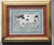 Black and white bull cow, on gray ground, forest green and burgundy border. Americana, Realism , Folk Art, English...