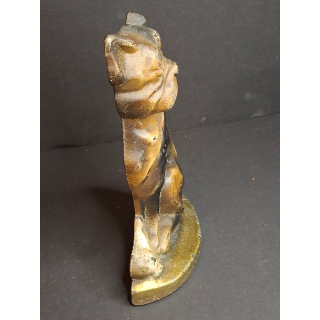 1930s Antique Cast Iron Mutt and His Bone Dog Doorstop 1930s Original Paint Greenblatt For Sale - Image 5 of 17