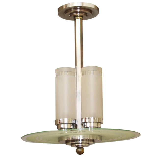 Art Deco Pending Lamp attributed to Henri Petitot for Atelier Petitot, 1930s For Sale - Image 10 of 10